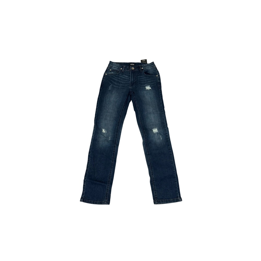 NWOT Hudson Boys Jagger Slim Straight‎ Jeans Dark Distressed Stretch Denim 12